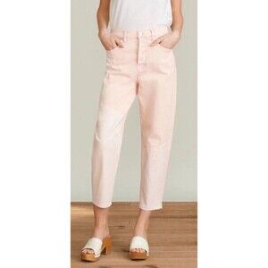 Veronica Beard Charlie Barrel Leg High Rise Cropped 29 (Sz 8) Pink Blush Pockets